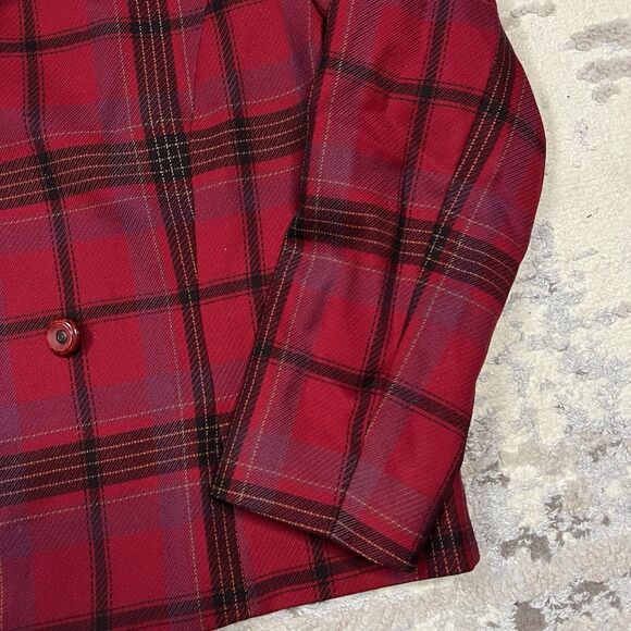 Vintage Pendleton Blazer Womens 10 Red Black Tartan Blazer 100% Virgin Wool - Picture 11 of 11